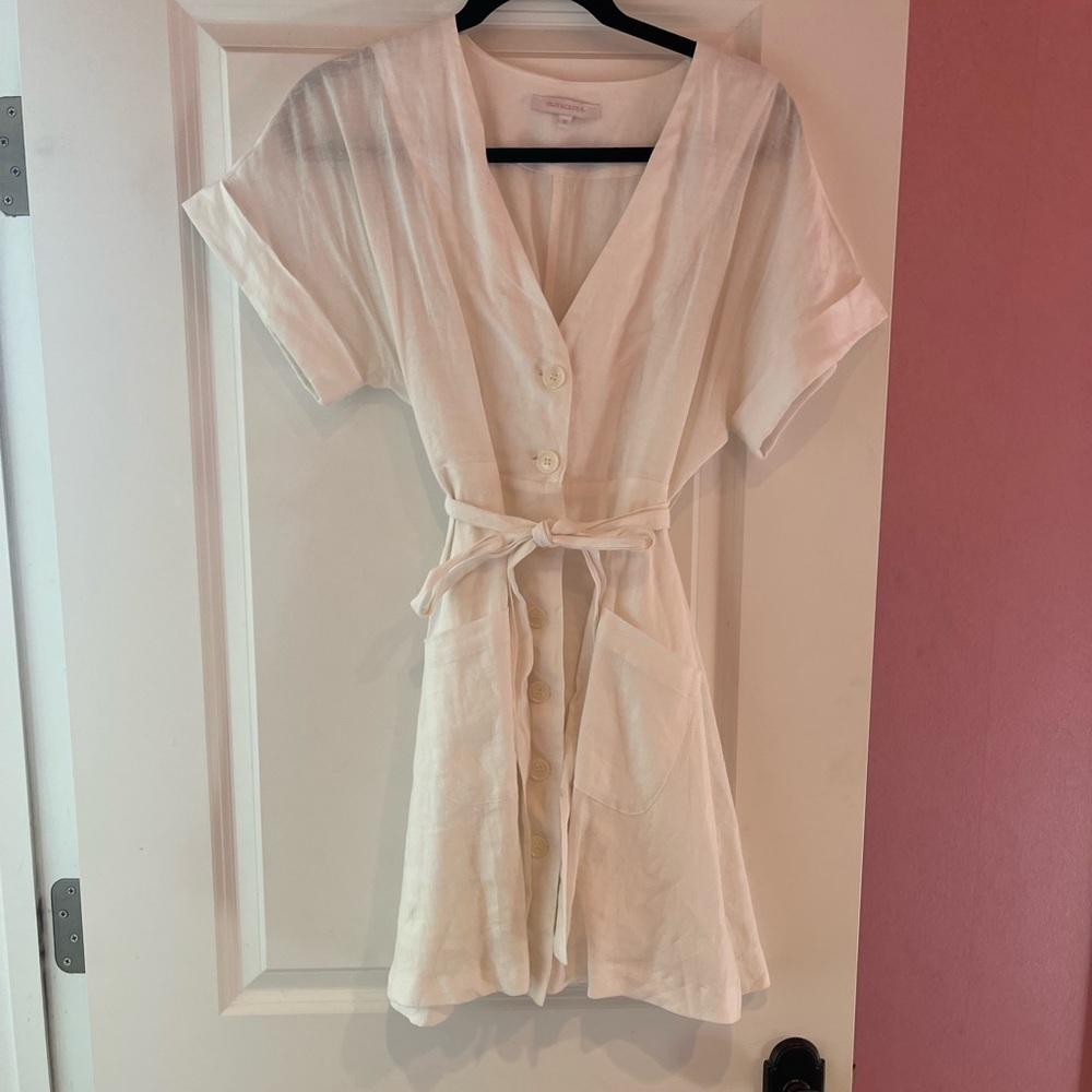 olivaceous white button down dress